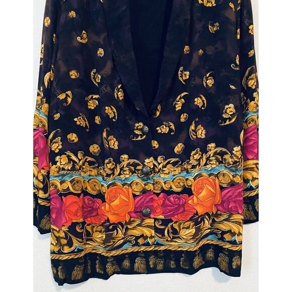 Carole Little Blazer Womens 18 Boho Artsy Floral Longline Lightweight Button Up - Picture 3 of 5